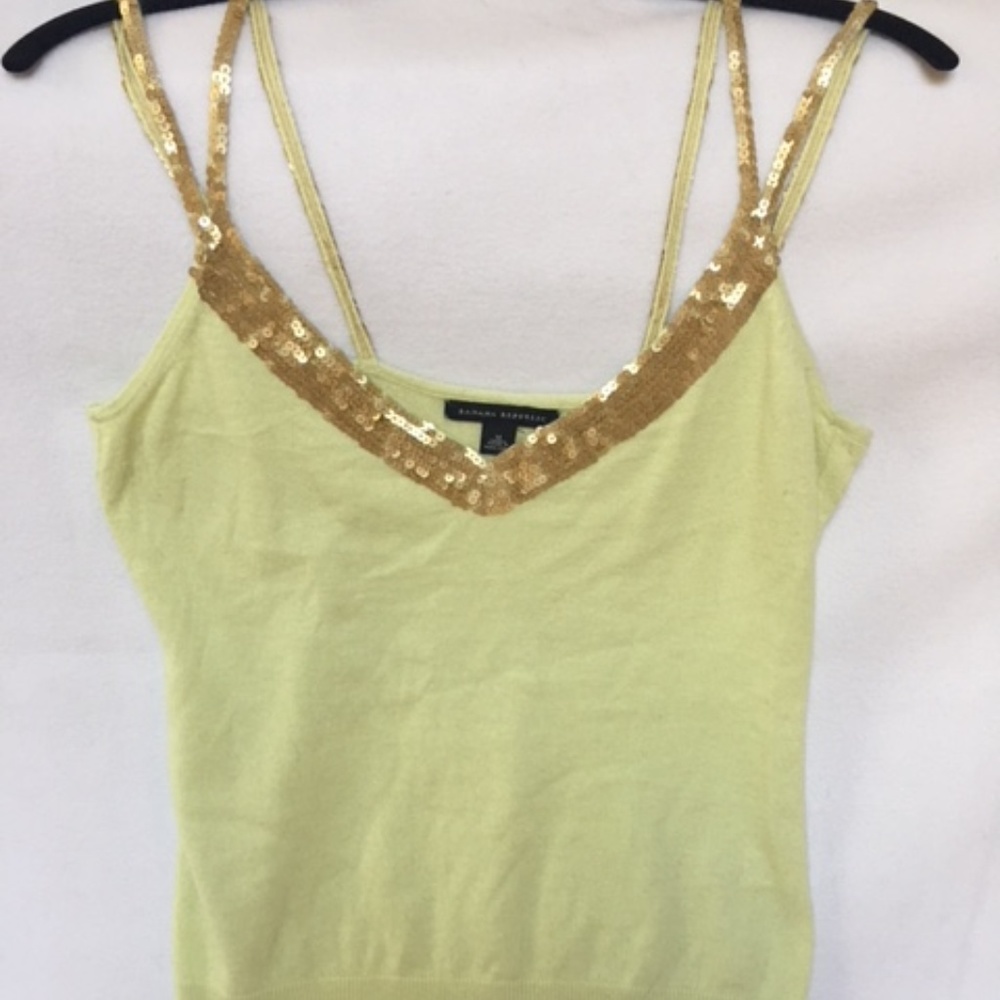light lime green and gold sequined tank